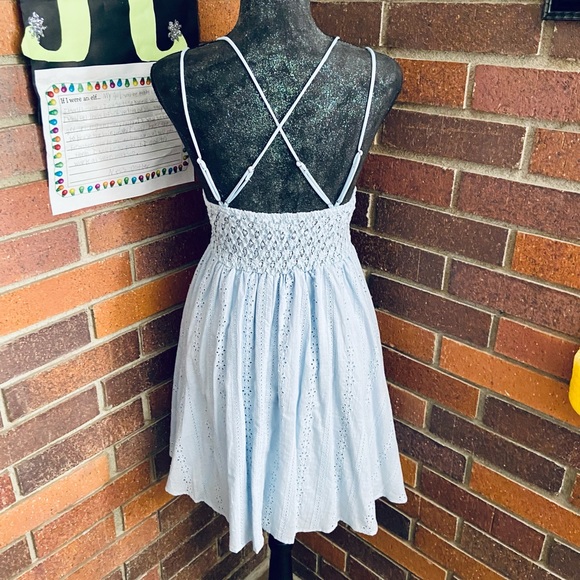 Saints and Hearts Lace Trim Eyelet Dress in Light Blue - Picture 9 of 11